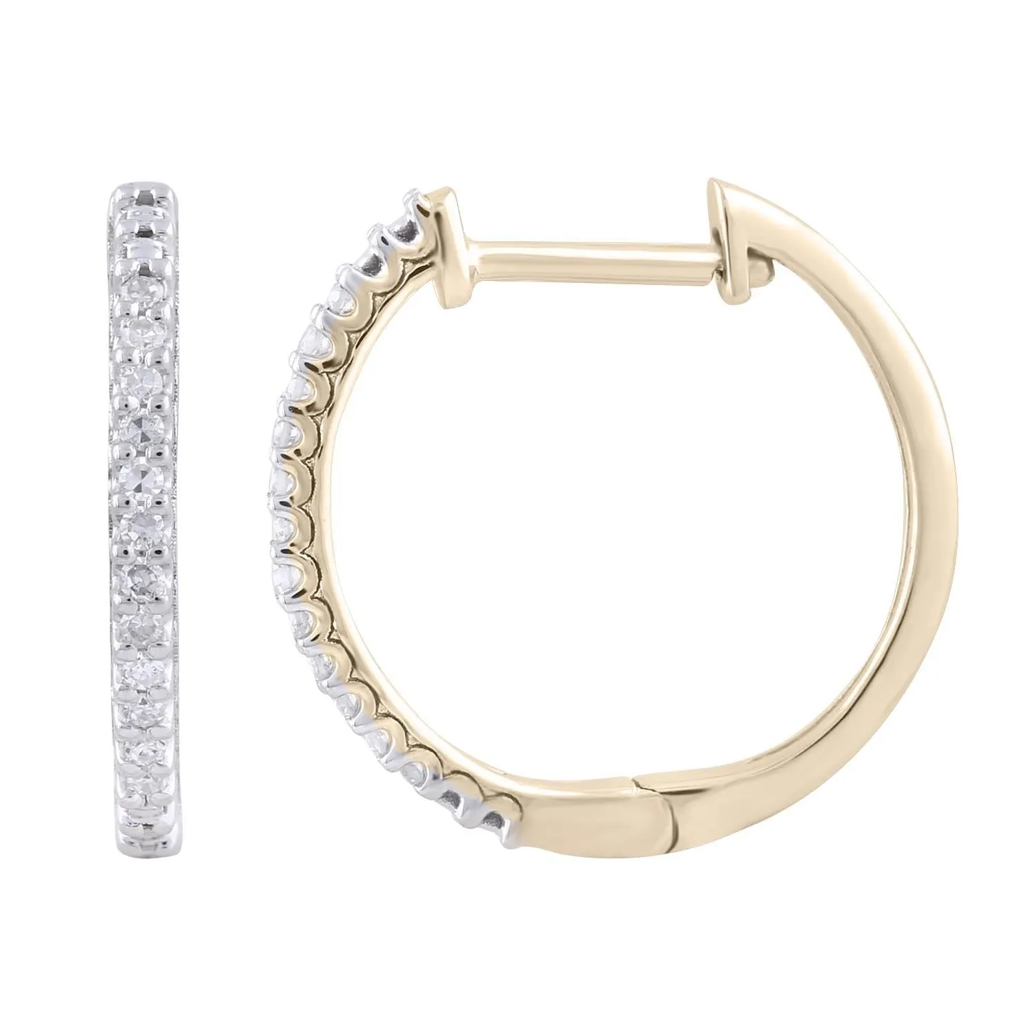 0.10ct Diamond Hoop Earrings In 9Ct Yellow Gold