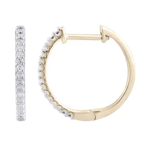 0.10ct Diamond Hoop Earrings In 9Ct Yellow Gold