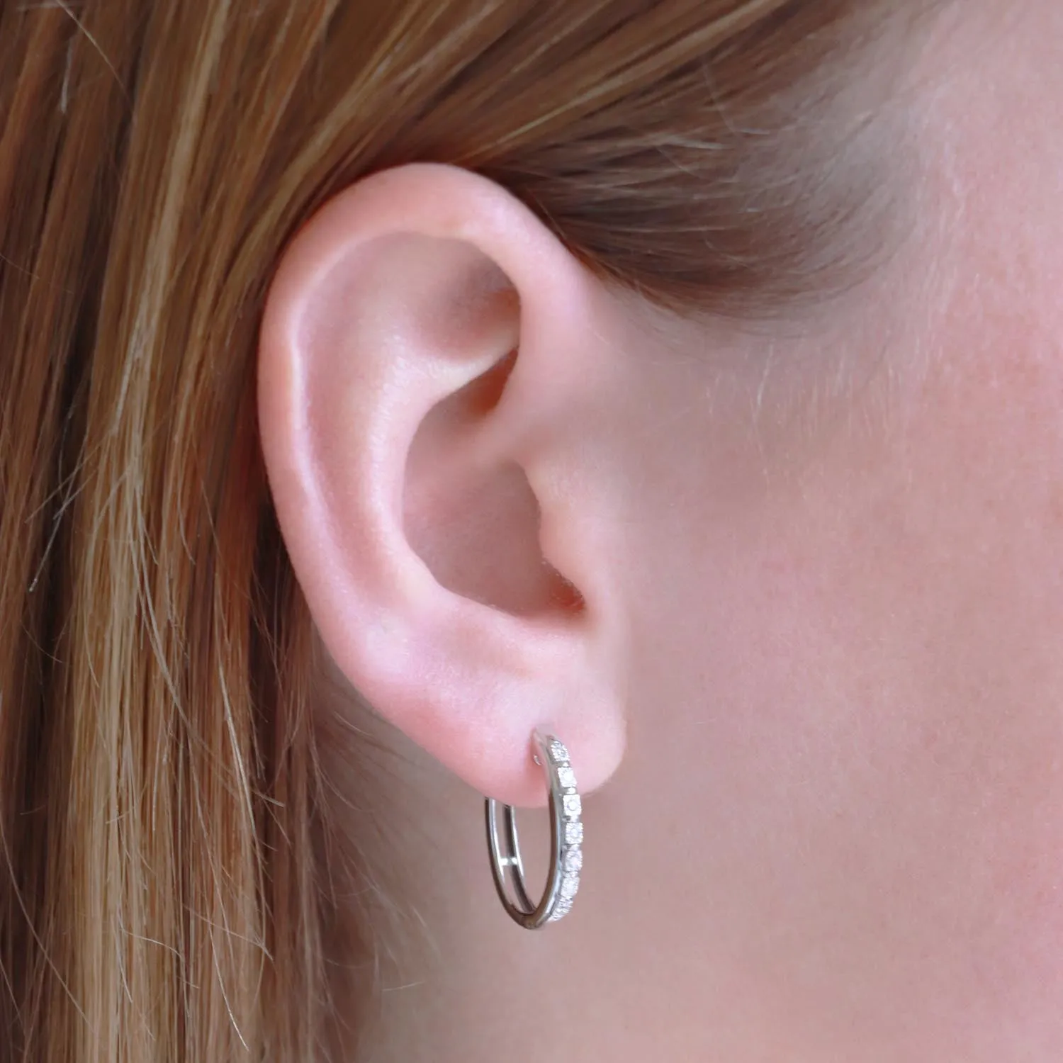 0.10ct Diamond Huggie Earrings In 9Ct White Gold