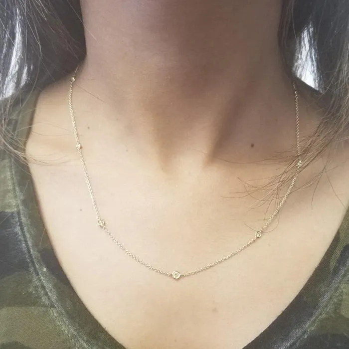 0.50cttw 16" Fancy Yellow Diamond Station Necklace with Nine Stones