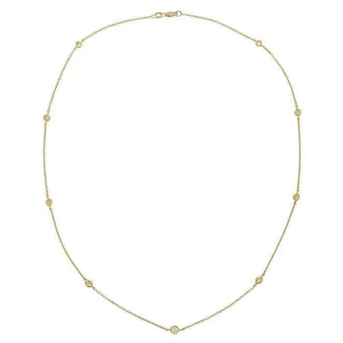 0.50cttw 16" Fancy Yellow Diamond Station Necklace with Nine Stones