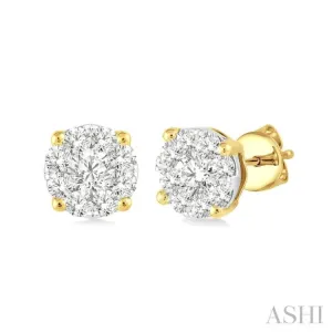 1/3 Ctw Lovebright Round Cut Diamond Earrings in 14K Yellow and white Gold