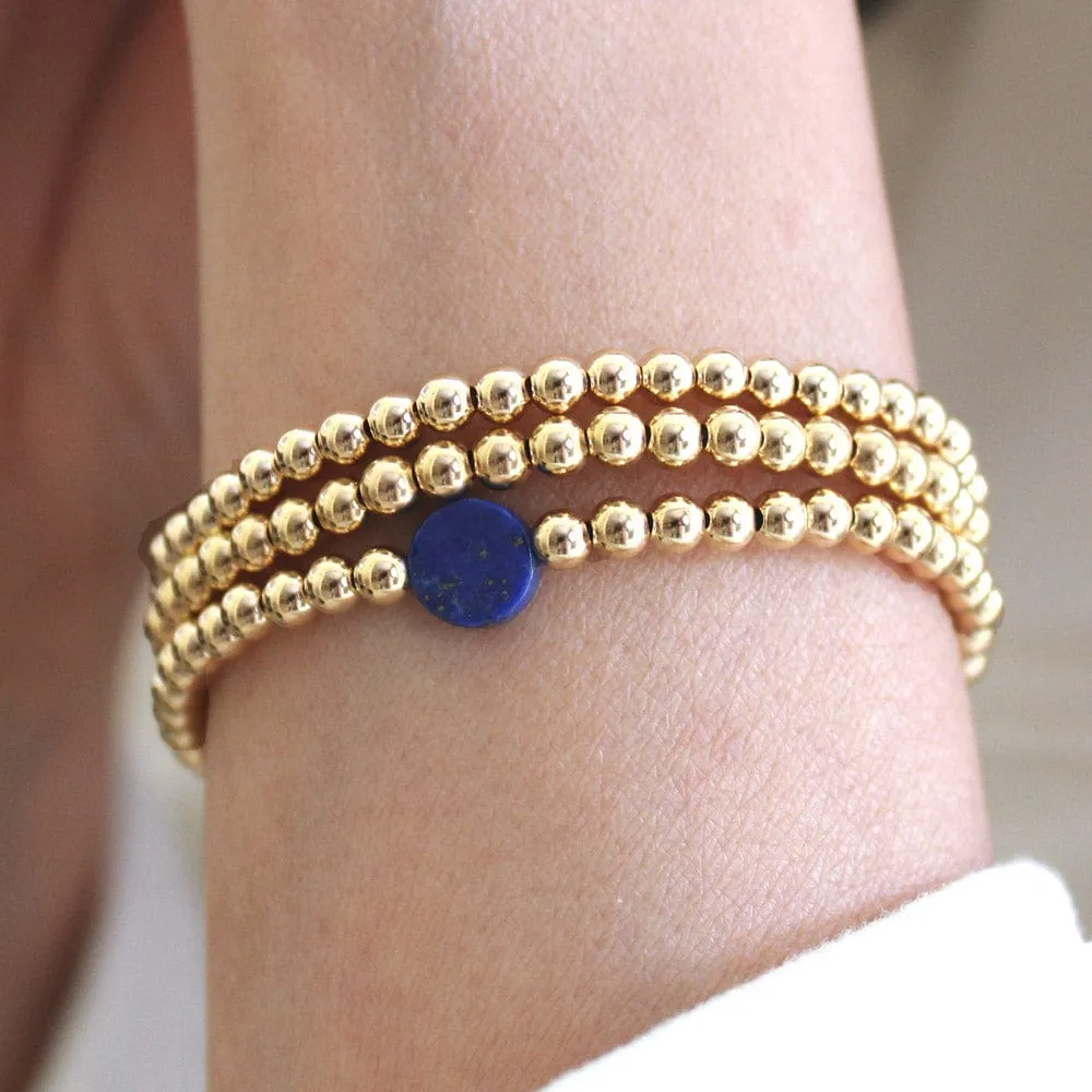 14k Gold Filled Bracelet 4mm Beads Stretch to Fit