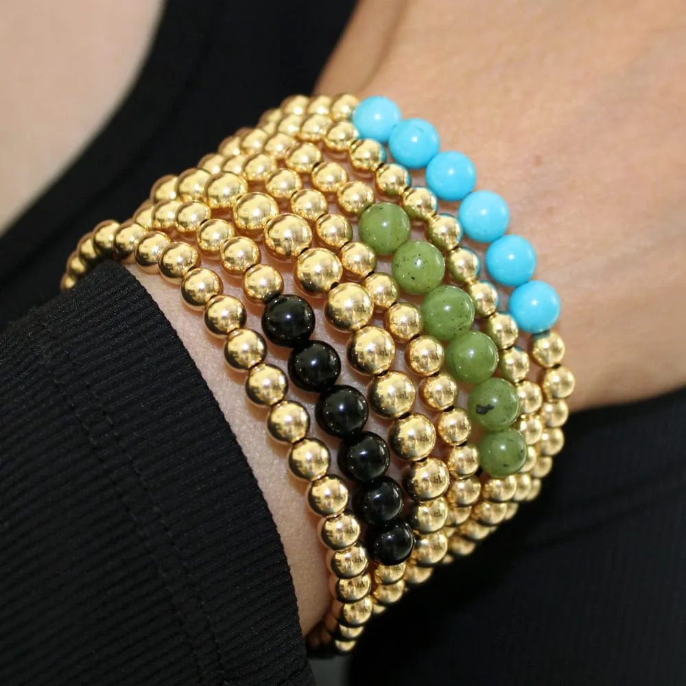 14k Gold Filled Bracelet 4mm Beads Stretch to Fit