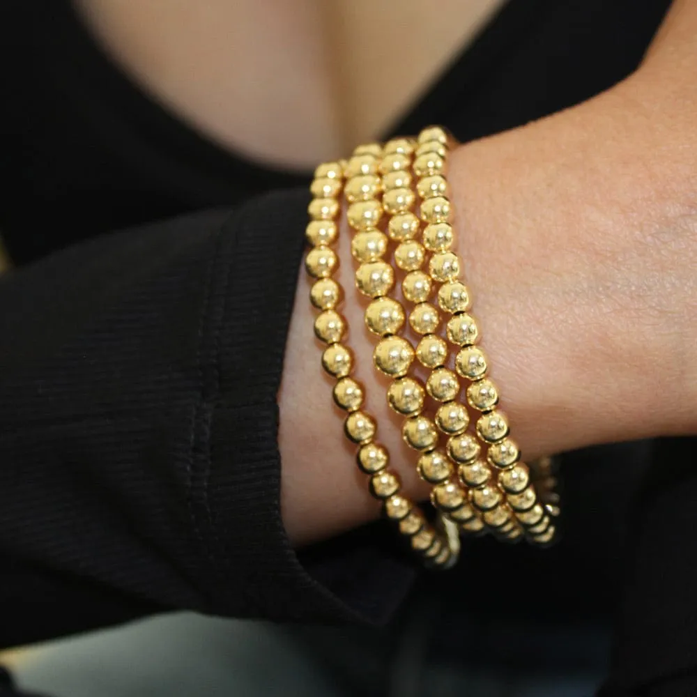 14k Gold Filled Bracelet 4mm Beads Stretch to Fit