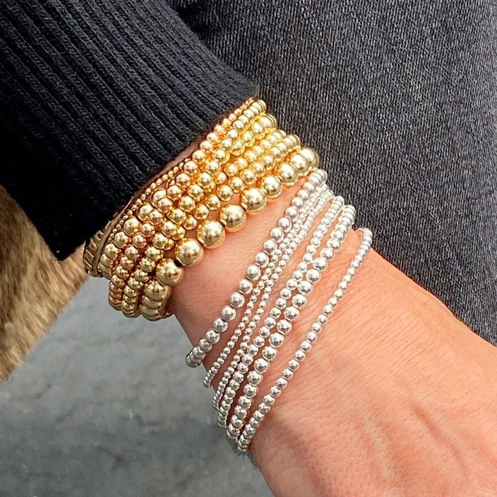 14k Gold Filled Bracelet 4mm Beads Stretch to Fit