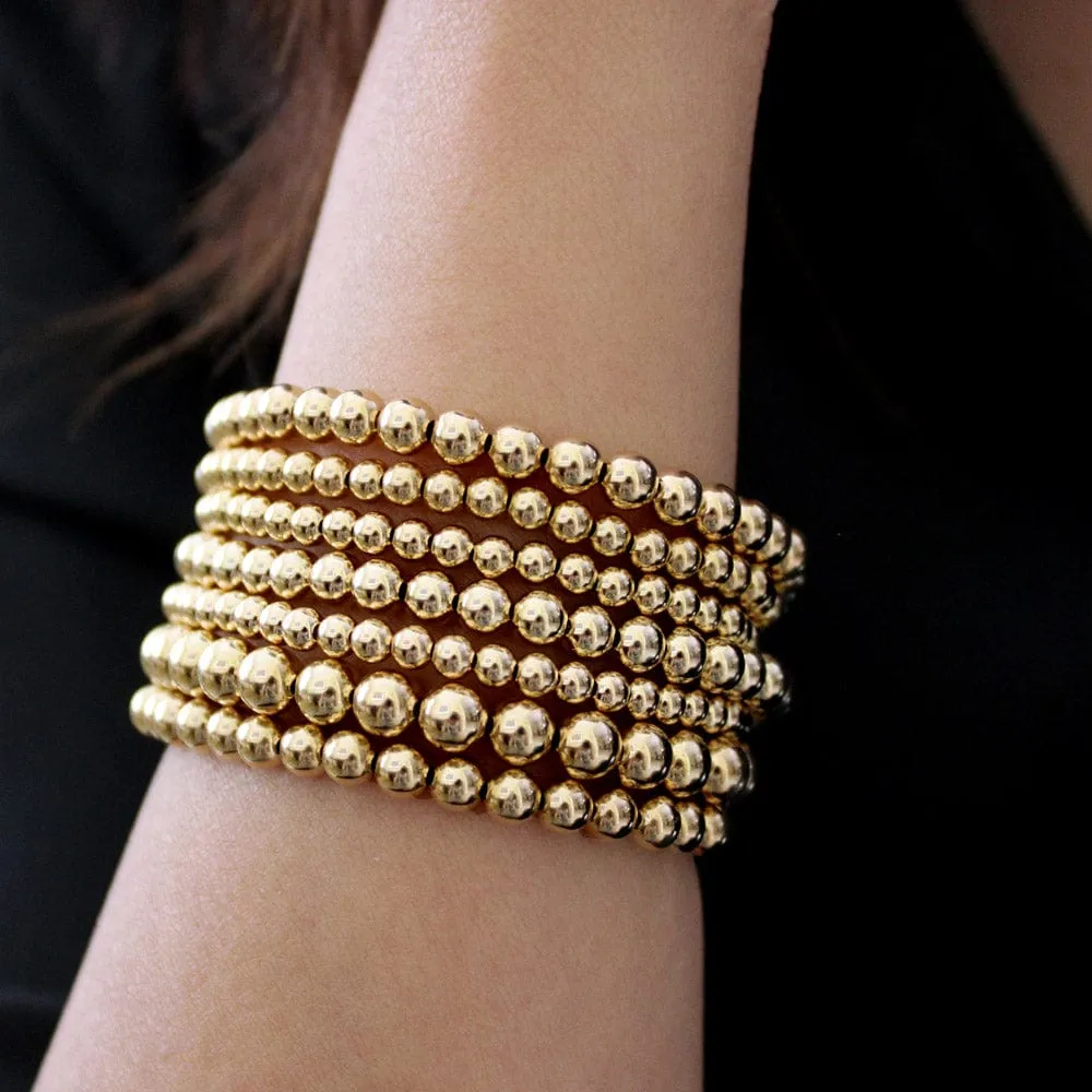 14k Gold Filled Bracelet 4mm Beads Stretch to Fit