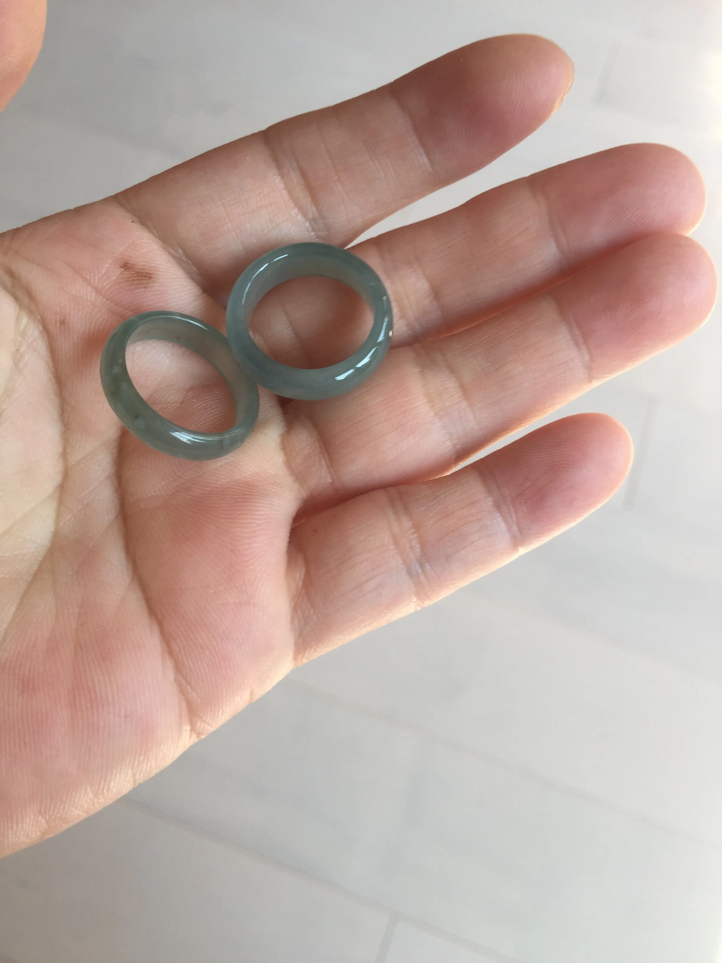 16.1mm size 5 1/2 100% natural type A icy watery green/blue icy watery Guatemala jadeite jade band ring group BP85