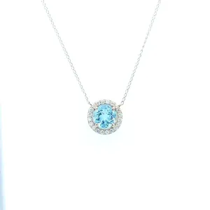 .18CT BLUE TOPAZ NECKLACE SET 14K WHITE GOLD REGARD JEWELRY AUSTIN, TX.