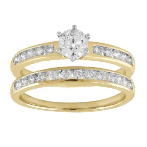 1ct Round Brilliant Diamond Solitaire Engagement Ring Set In 18ct Yellow & White Gold