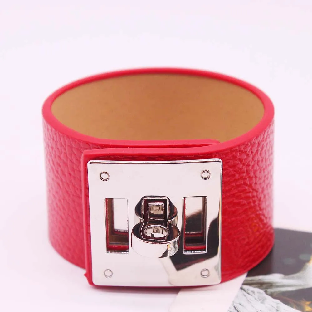 All-match wide leather ladies bracelet