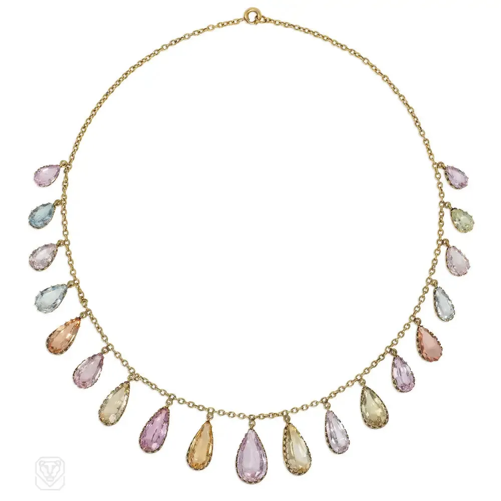 Antique imperial topaz fringe necklace