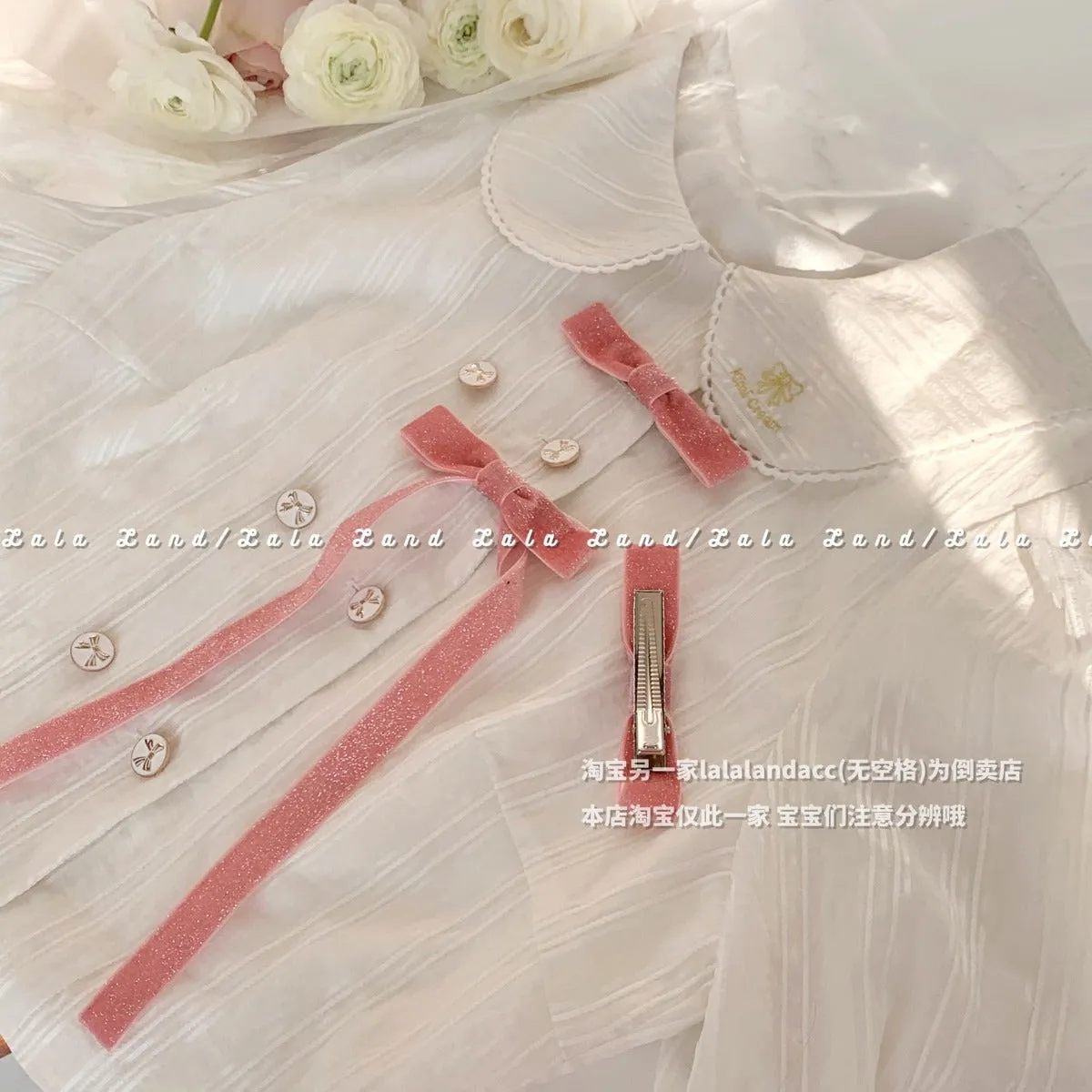 Bow ribbon hairpin duckbill clip French velvet