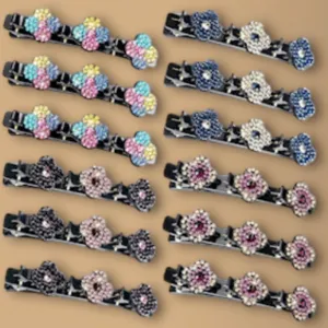 Braided Hair 3 Layer Stone for women Rhinestone & Pearl  Chopped Hairpin Triple Multi Clip