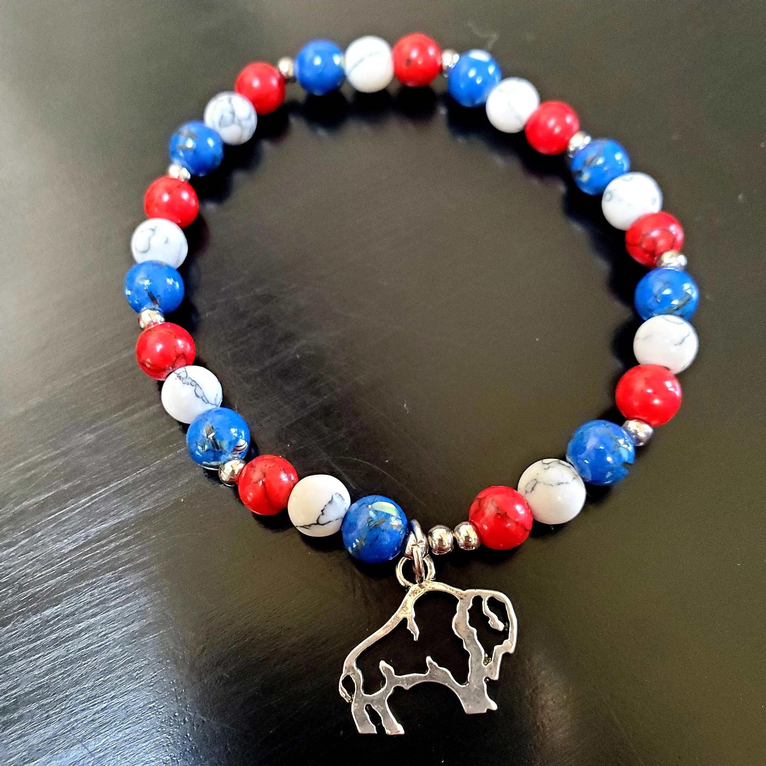 Buffalo Fan Gemstone Stretch Bracelet