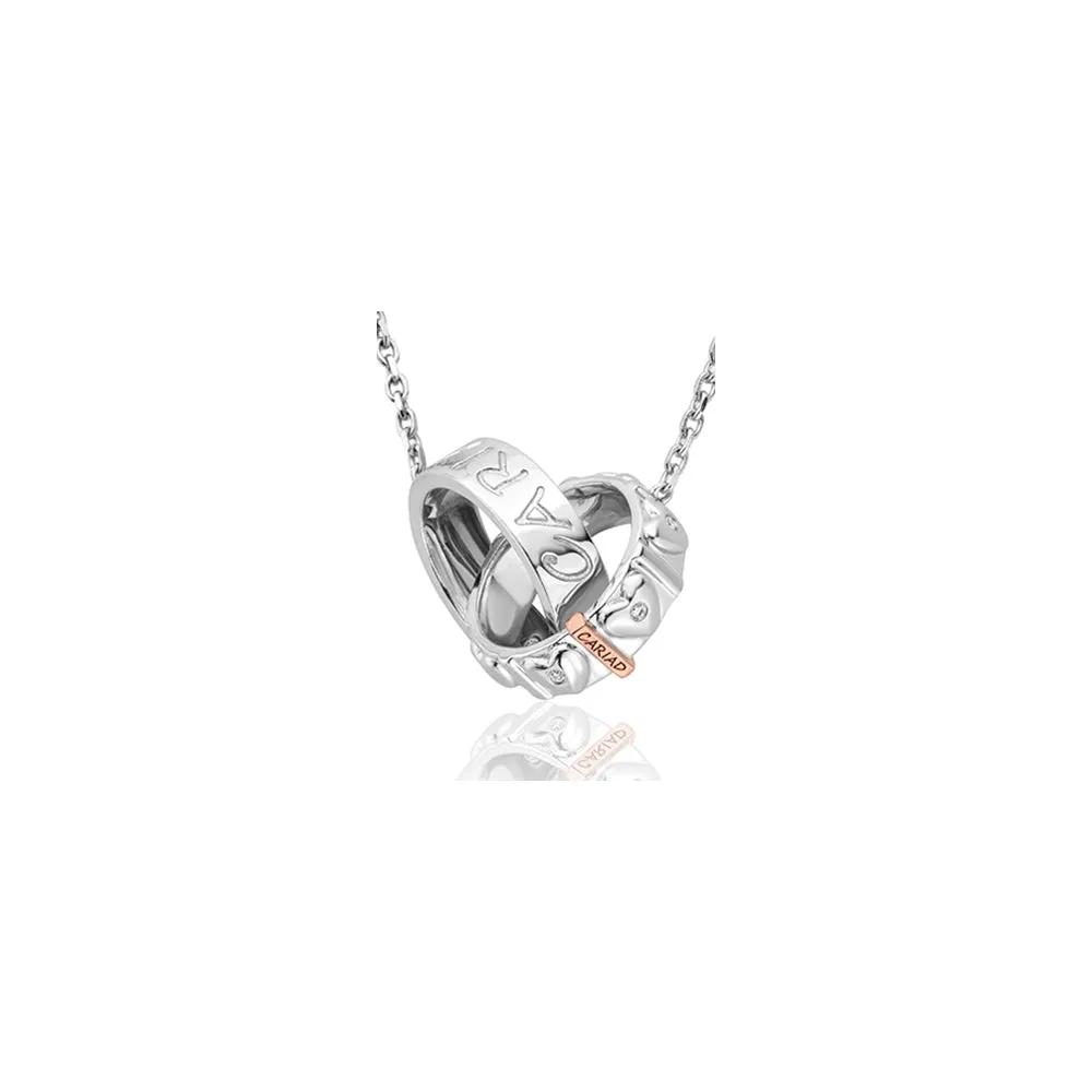 Cariad Links Necklace - Silver/Rose - 3SCARDBP