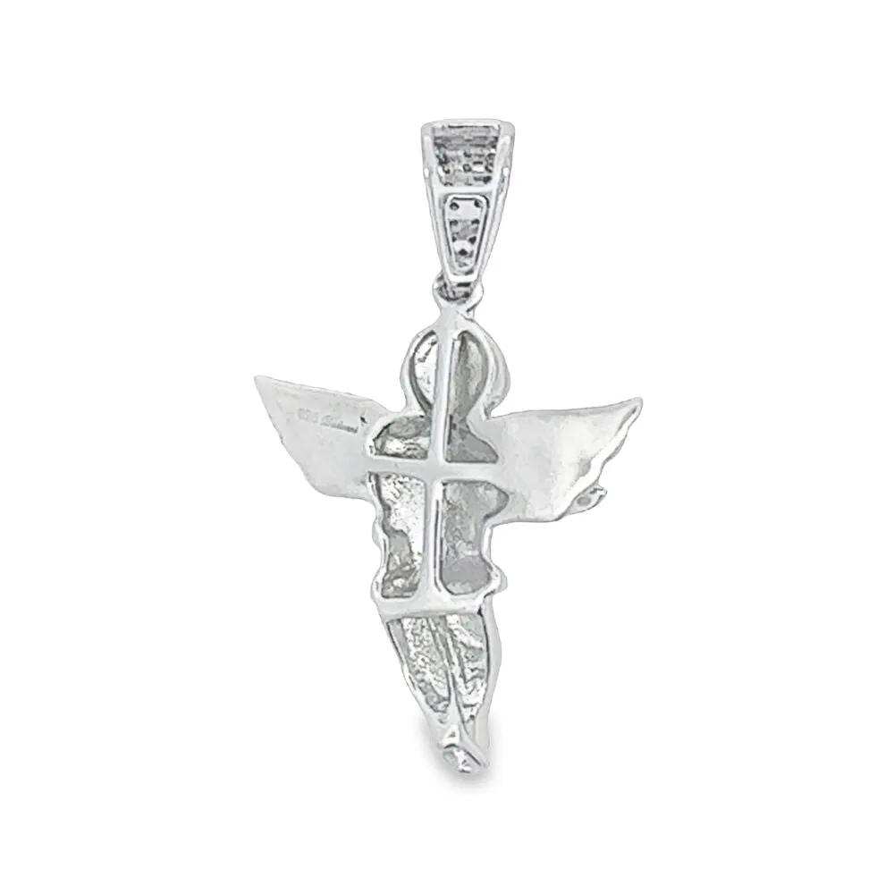 Cherub Angel Mini Diamond Pendant .925 Sterling Silver