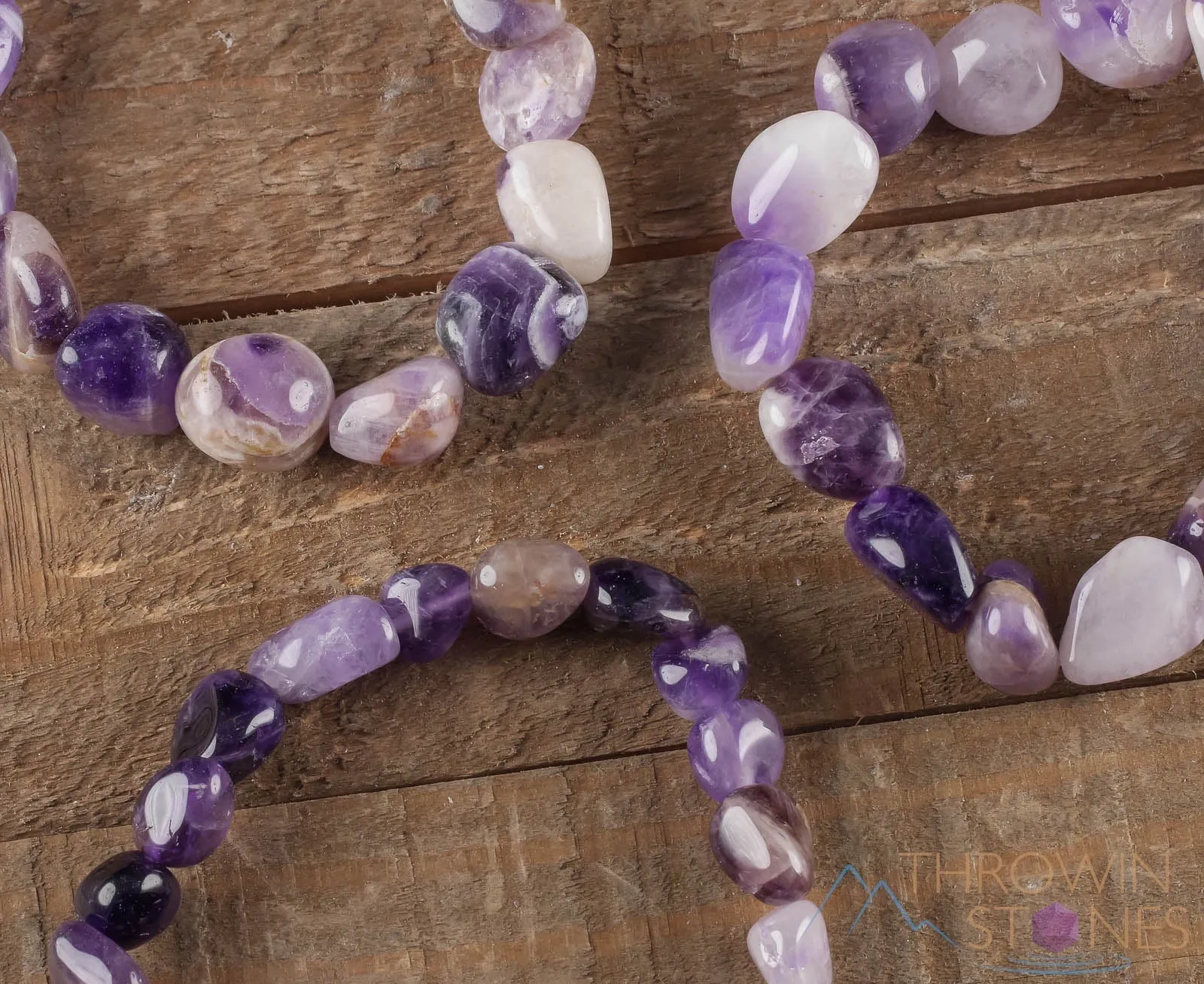 CHEVRON AMETHYST Crystal Bracelet - Tumbled Beads - Beaded Birthstone Bracelet, Handmade Jewelry, Healing Crystal Bracelet,  E0363
