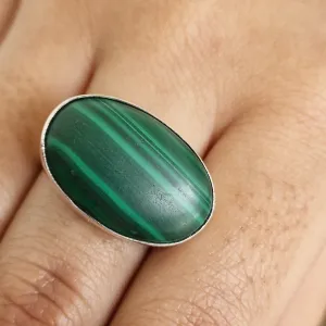 Chic Malachite Silver Sterling 925 Ring