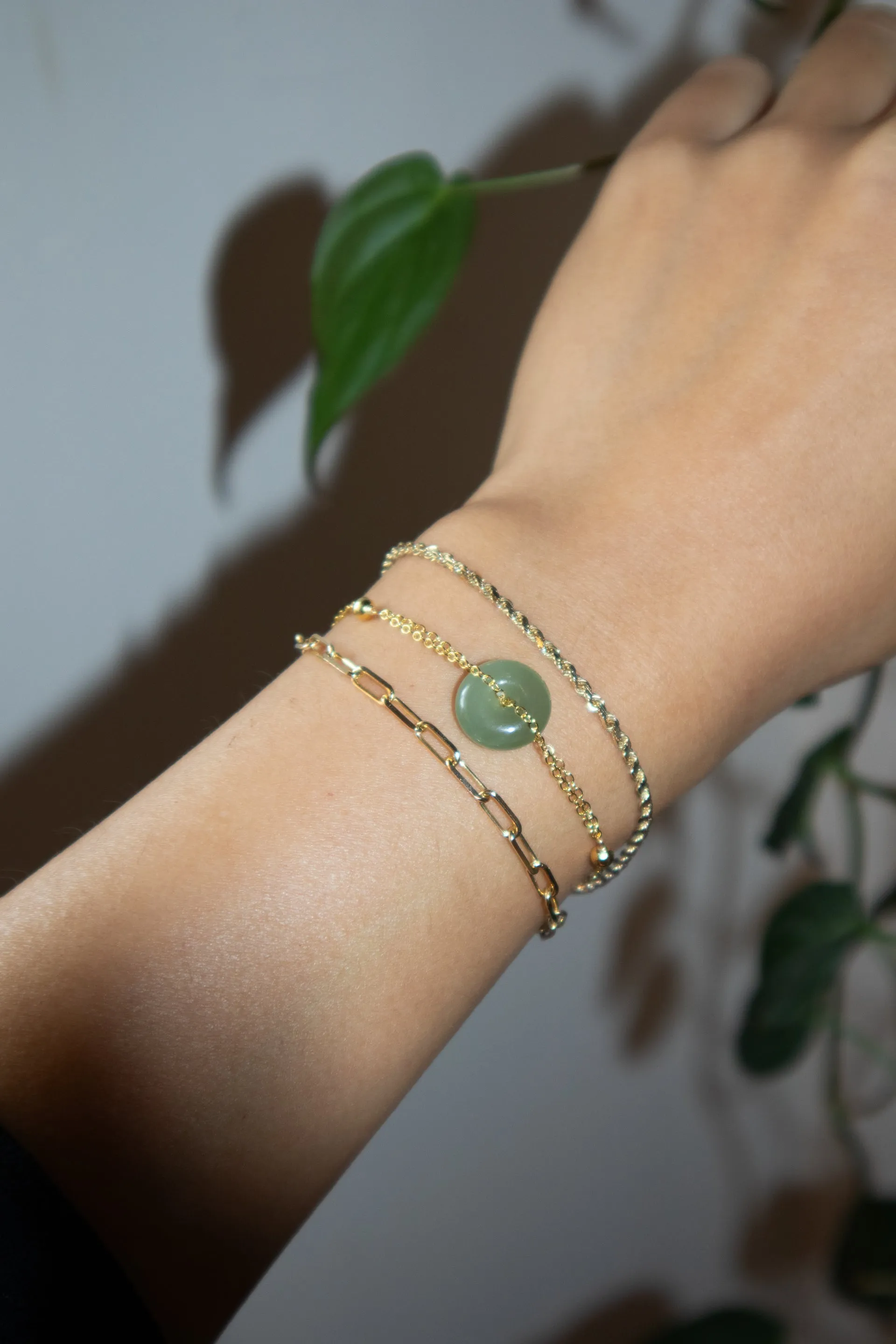 Coin — Green jade gold bracelet