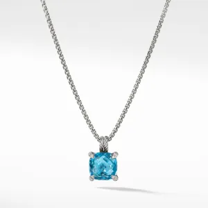 David Yurman Chatelaine Pendant Necklace with Blue Topaz and Diamonds, 11mm