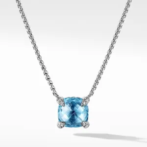 David Yurman Chatelaine Pendant Necklace with Blue Topaz and Diamonds