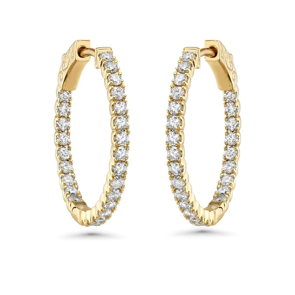 Diamond Inside-Out 0.75'' Hoop Earrings (1.10 ct.) 2.00 mm in 14K Gold