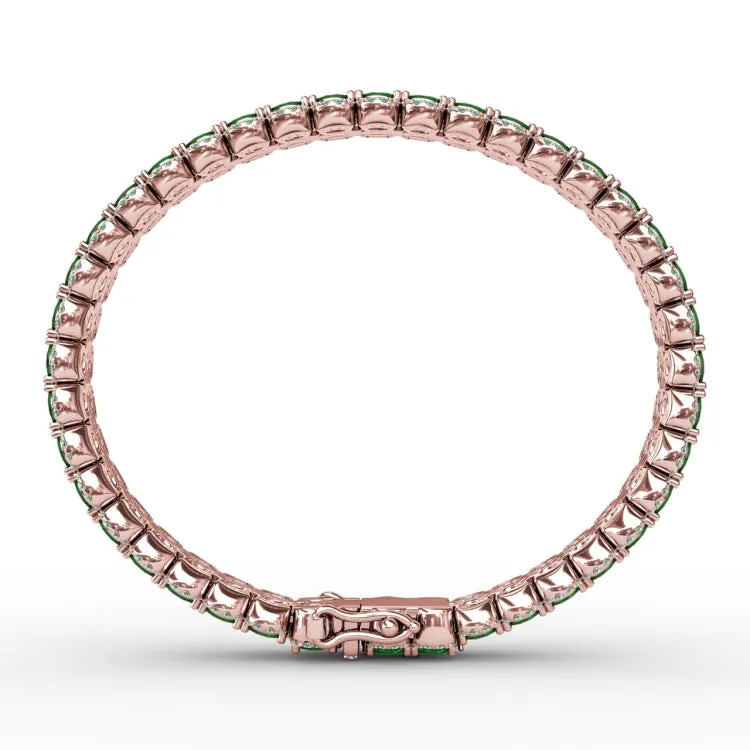 Double Oval Emerald and Diamond Bracelet