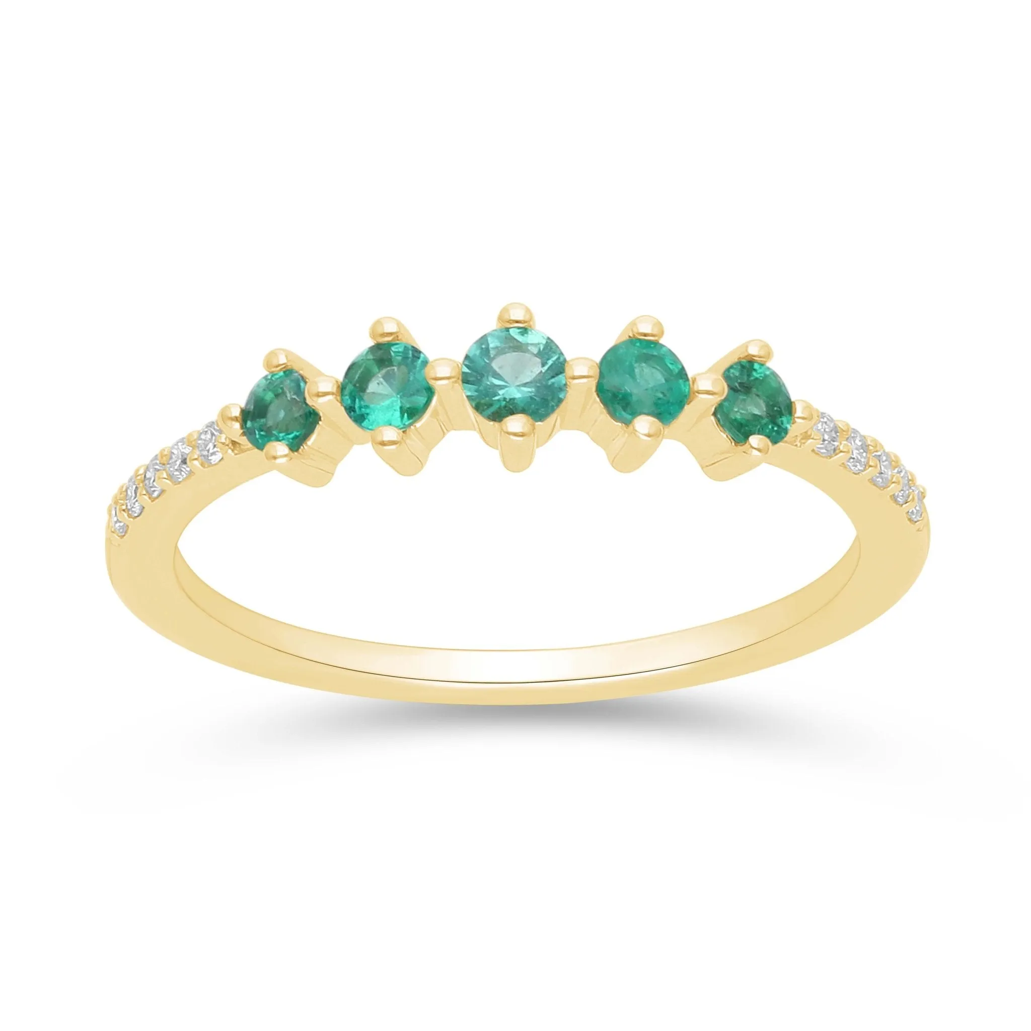 Emerald and Diamond Stackable Ring - WG