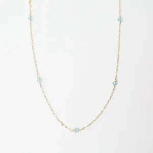 Gold Filled Chain with 5 Blue Topaz Gemstone Station Necklace