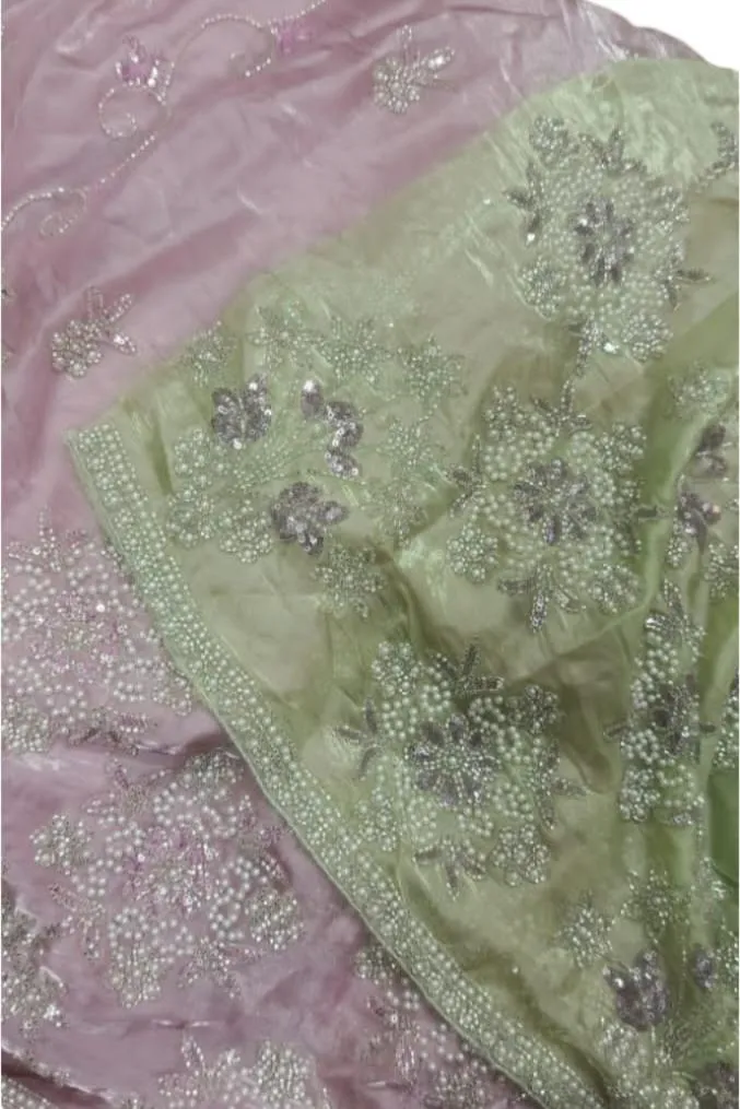 Grey Embroidered Korean Silk Dress