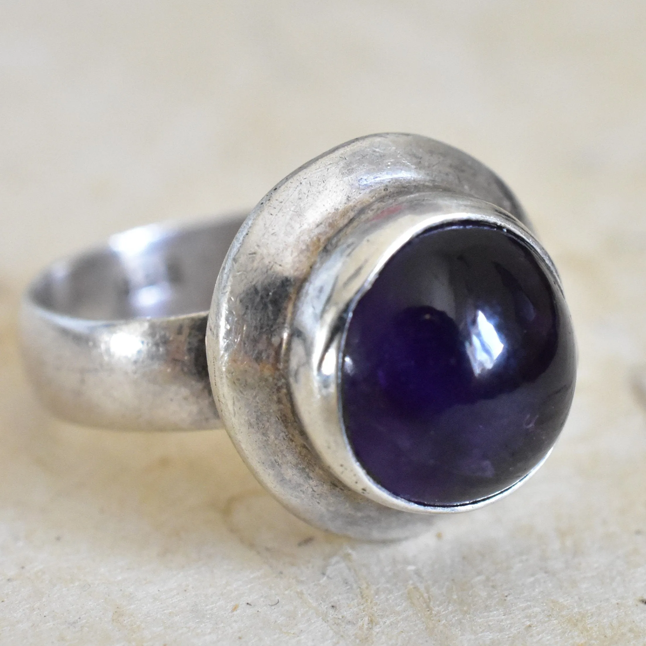 Handcrafted Amethyst Crystal Silver Sterling Ring