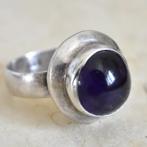 Handcrafted Amethyst Crystal Silver Sterling Ring