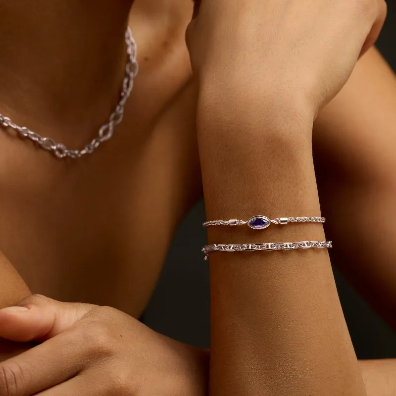 Iris Bracelet, Iolite, Silver