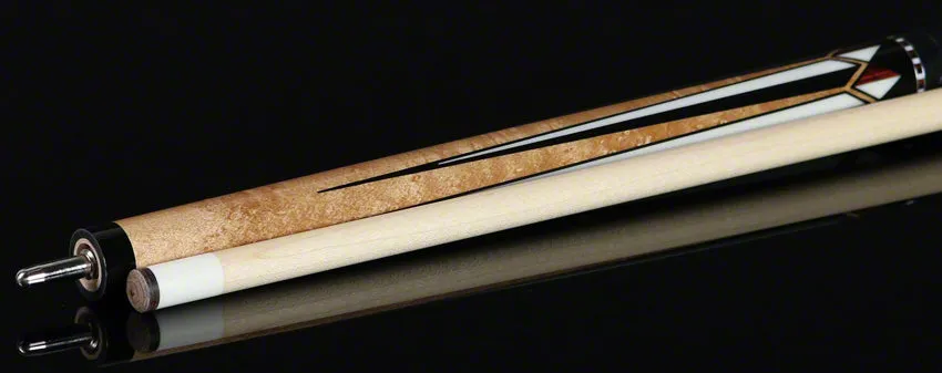 Lucasi Zero Flexpoint Antique Stained Birdseye Maple with Cocobolo Inlays and Embossed Black Snakeskin Wrap Pool Cue - LZC31