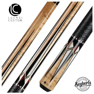 Lucasi Zero Flexpoint Antique Stained Birdseye Maple with Cocobolo Inlays and Embossed Black Snakeskin Wrap Pool Cue - LZC31