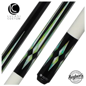 Lucasi Zero Flexpoint Midnight Black with Silk White Inlays and Imtitation Bone Wrapless Pool Cue - LZC48