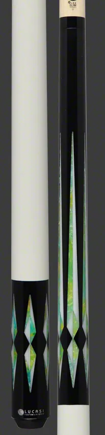 Lucasi Zero Flexpoint Midnight Black with Silk White Inlays and Imtitation Bone Wrapless Pool Cue - LZC48