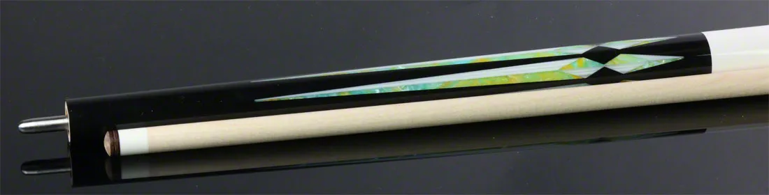 Lucasi Zero Flexpoint Midnight Black with Silk White Inlays and Imtitation Bone Wrapless Pool Cue - LZC48