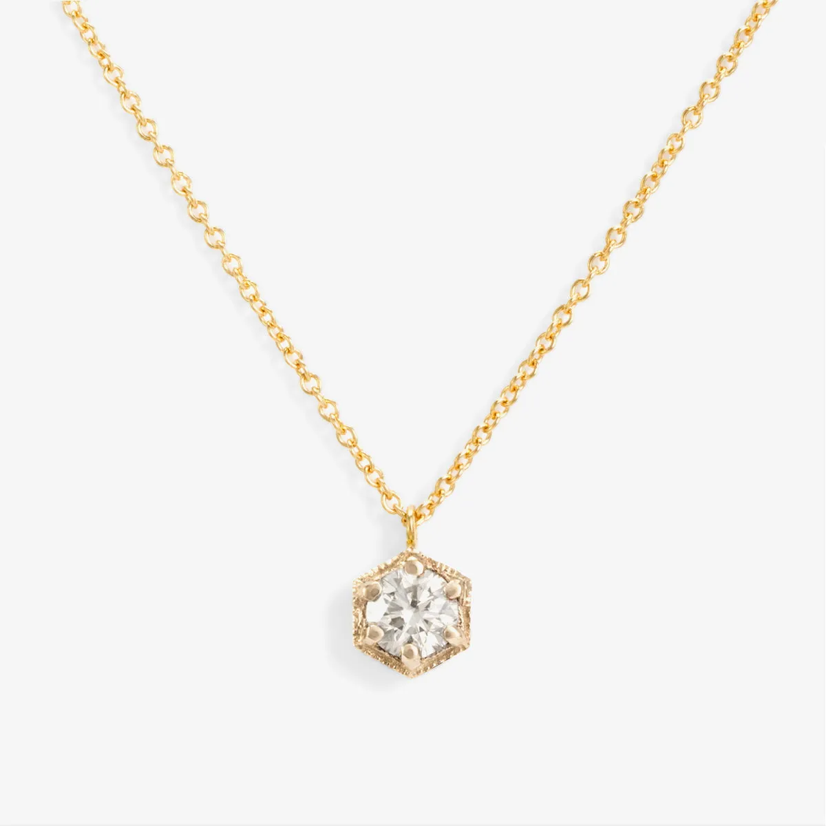 N9905W | 4.5mm White Diamond Hexagon Necklace