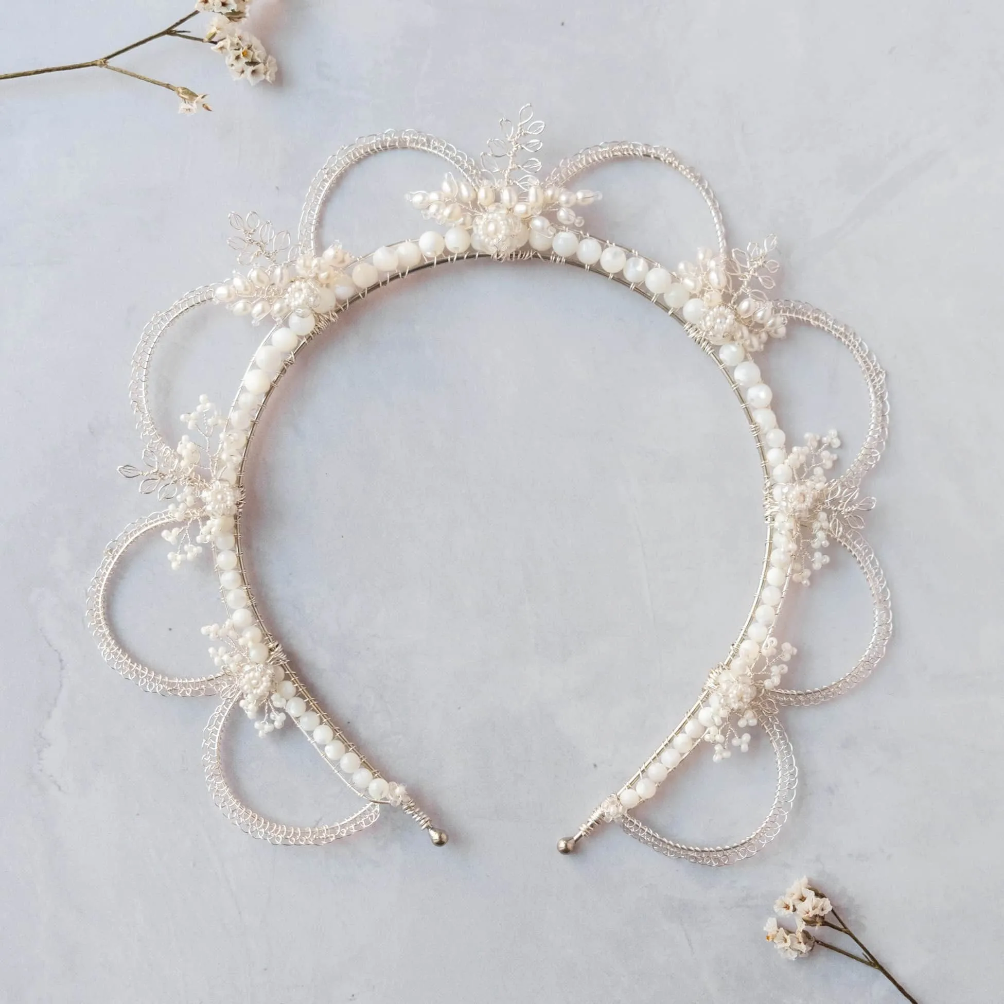 Oriana crown with mother of pearl and pearls