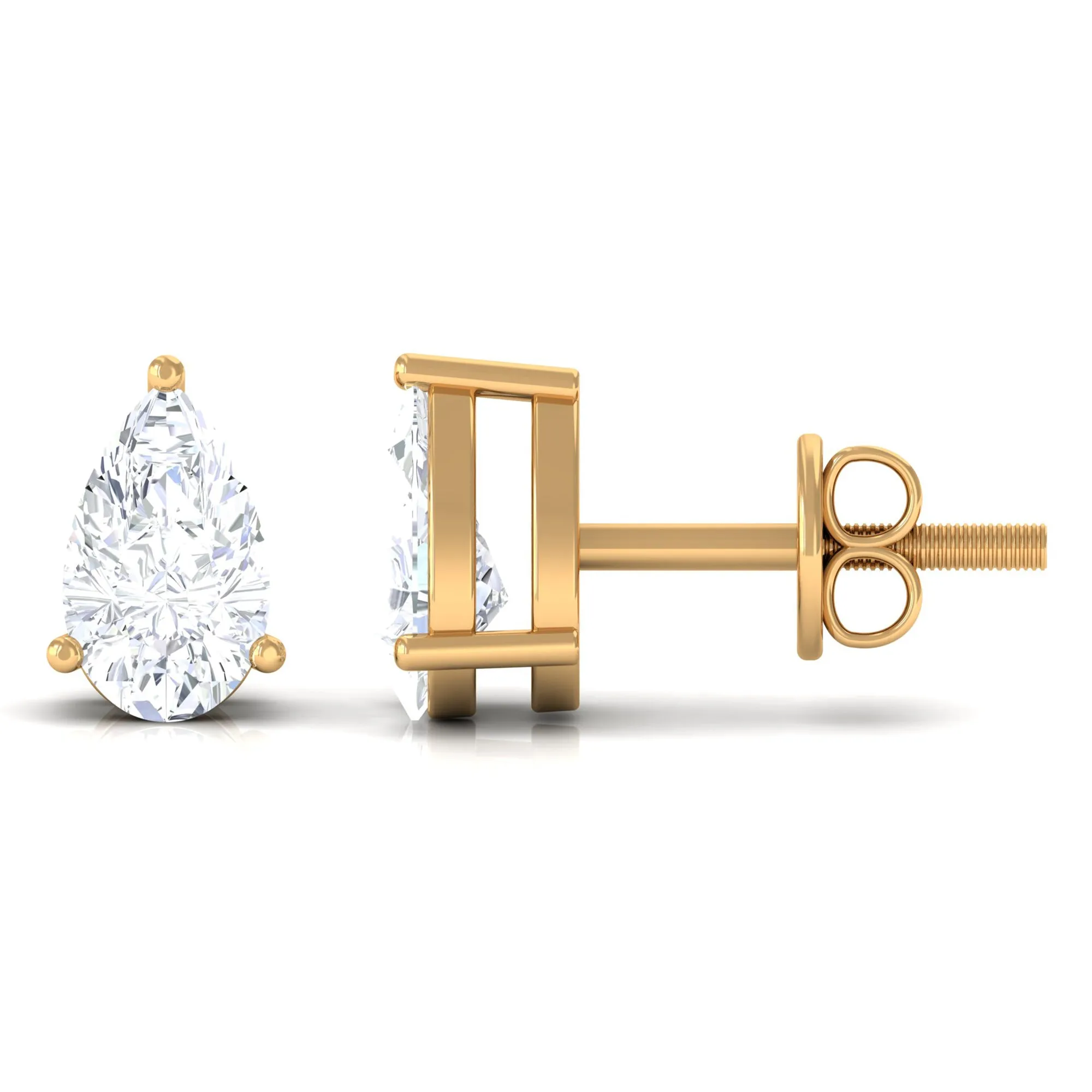 Pear Cut Diamond Solitaire Stud Earrings