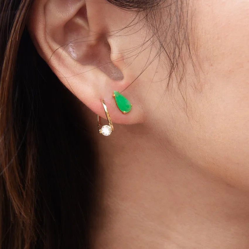 Pear Shape Jade 18k Gold Studs
