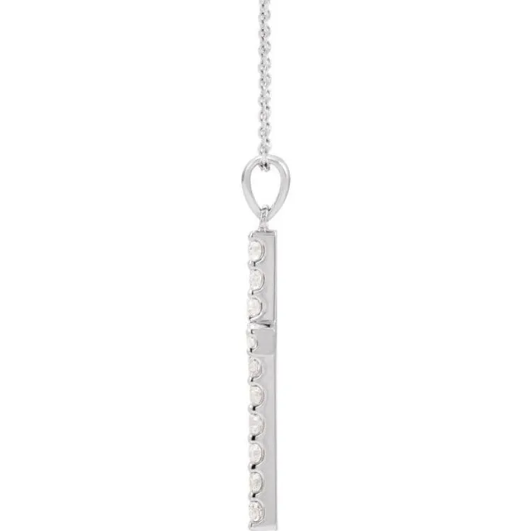 Platinum 1/10 CTW Natural Diamond Cross 18" Necklace