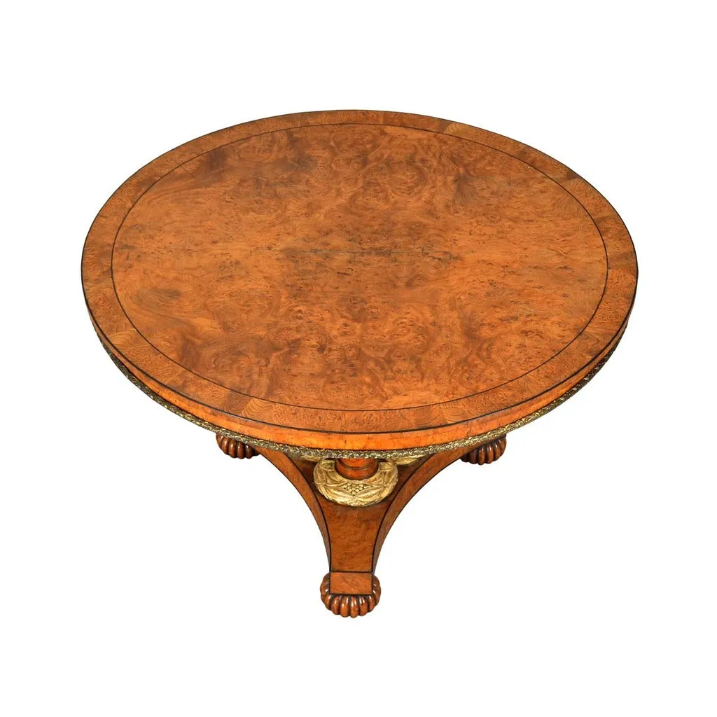 Pollard Oak and Parcel Gilt Center Table