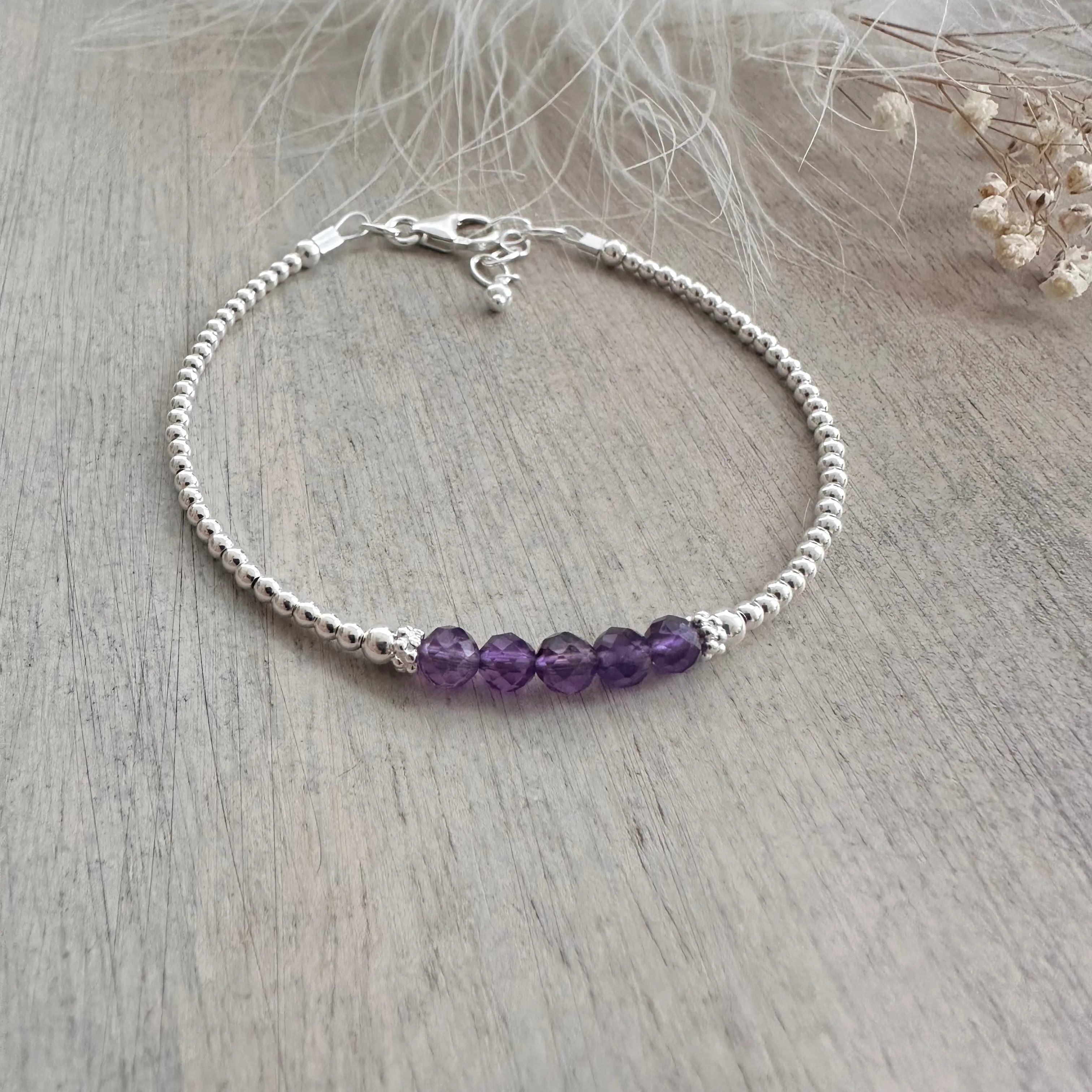 Purple Amethyst Bracelet, February Birthstone