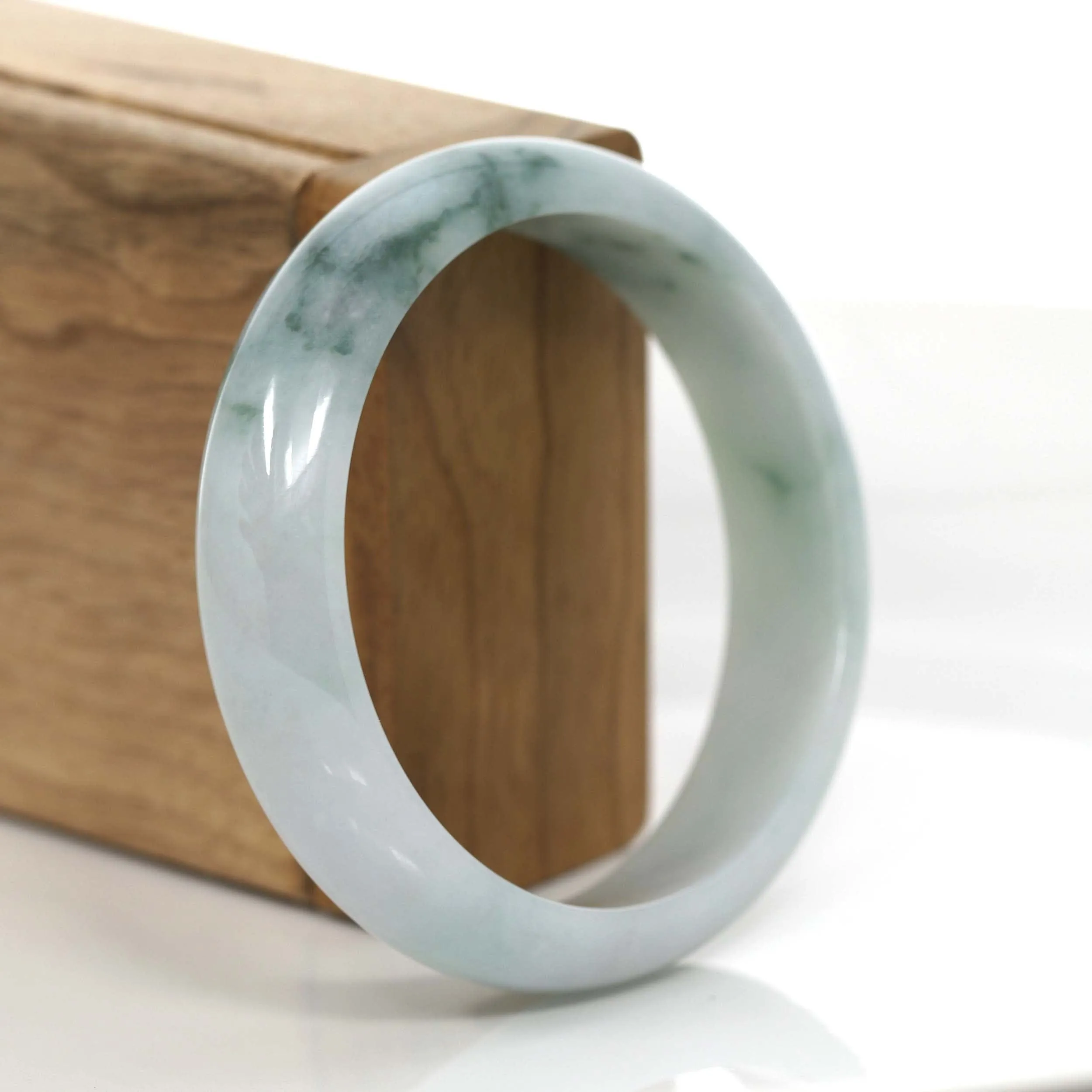 "Classic Bangle" Forest Green Jadeite Jade Bangle (58.71 mm) #718