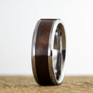 "The Gibbs"  titanium with repurposed black Walnut wood insert