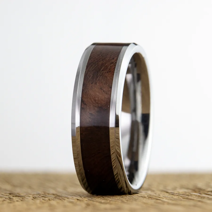 "The Gibbs"  titanium with repurposed black Walnut wood insert