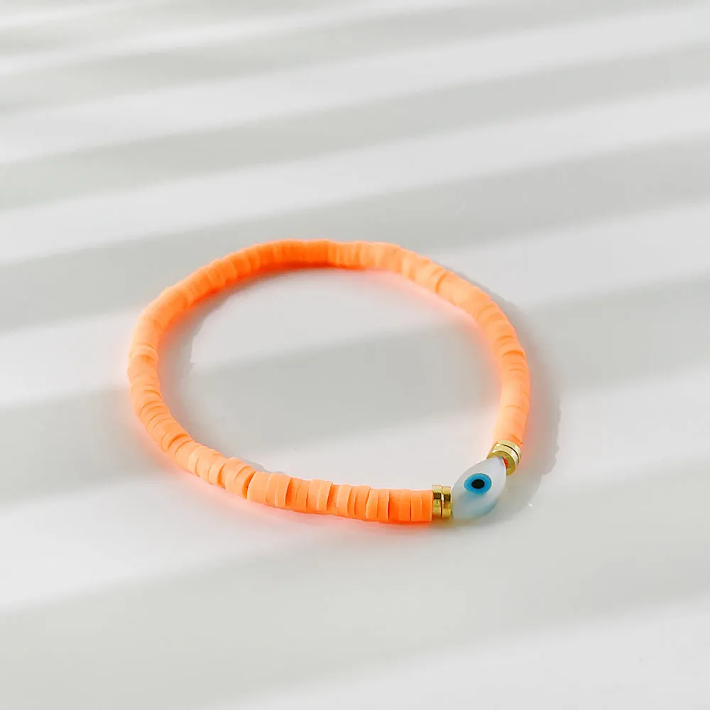 Rainbow Candy Clay Bead Eye Bead Bracelet